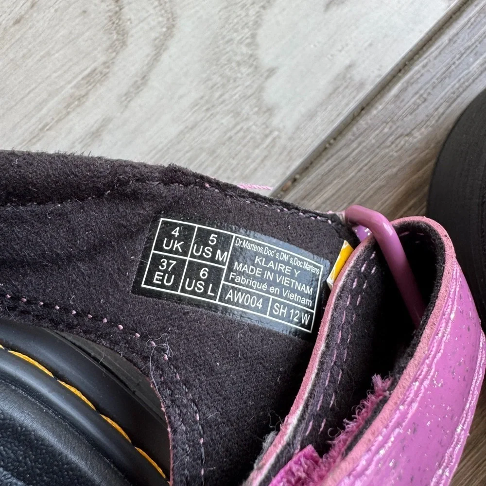 Dr. Martens Junior Pink Three Strap Klaire Glitter Sandals